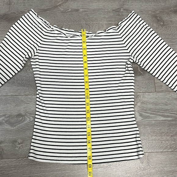 Aeropostale Long Sleeve Off The Shoulder Ribbed Knit Striped Top XL - Picture 8 of 15